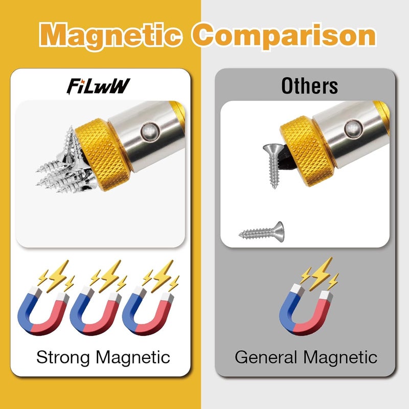 FWW 6 Pieces Strong Magnetic Screw Ring With 6 Pieces Ph2 Screwdriver Bit Set, 1/4 Inch/ 6.35 mm Universal Magnetic Screw Ring Bit for Hex Screwdriver and Power Bits - Image 2